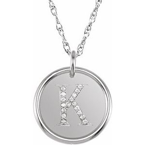 Sterling Silver .08 CTW Natural Diamond Posh Mommy¬Æ Initial K 18" Necklace Siddiqui Jewelers
