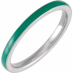 14K White Green Enamel Stackable Ring Siddiqui Jewelers