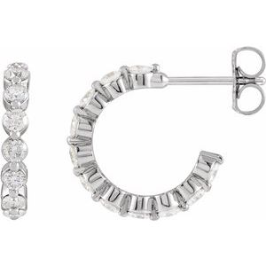 Sterling Silver 7/8 CTW Natural Diamond 14.5 mm Hoop Earrings Siddiqui Jewelers
