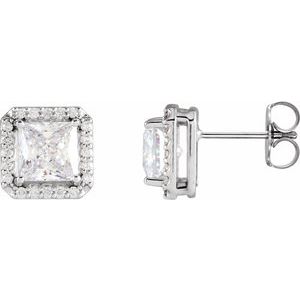Sterling Silver 3/4 CTW Natural Diamond Halo-Style Earrings Siddiqui Jewelers