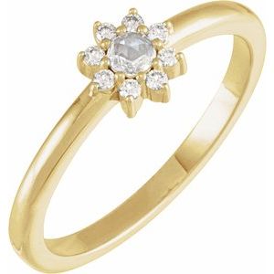 14K Yellow 1/6 CTW Rose-Cut Natural Diamond & Faceted Natural Diamond Halo-Style Ring Siddiqui Jewelers