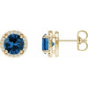 14K Yellow Lab-Grown Blue Sapphire & 1/10 CTW Natural Diamond Halo-Style Earrings Siddiqui Jewelers