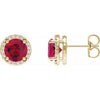14K Yellow Lab-Grown Ruby & 1/10 CTW Natural Diamond Halo-Style Earrings Siddiqui Jewelers