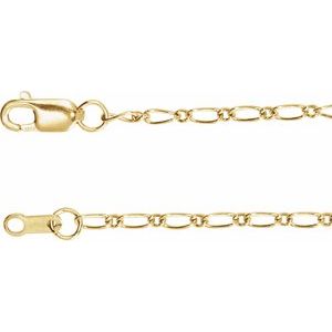 14K Yellow 1.5 mm Adjustable Figaro 16-18" Chain Siddiqui Jewelers