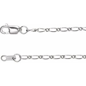 14K White 1.5 mm Adjustable Figaro 16-18" Chain Siddiqui Jewelers