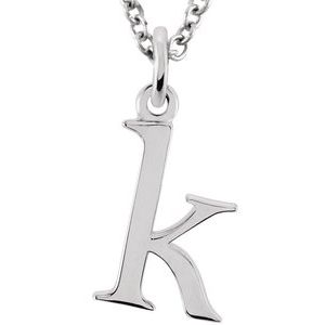 14K White Lowercase Initial k 16" Necklace Siddiqui Jewelers