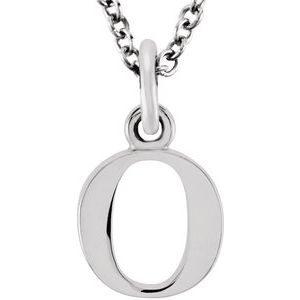 14K White Lowercase Initial o 16" Necklace Siddiqui Jewelers