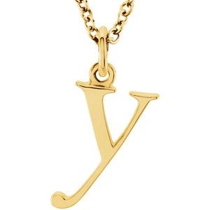 14K Yellow Lowercase Initial y 16" Necklace Siddiqui Jewelers