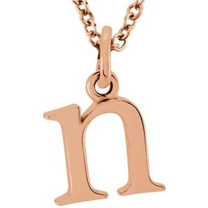 14K Rose Lowercase Initial n 16" Necklace Siddiqui Jewelers