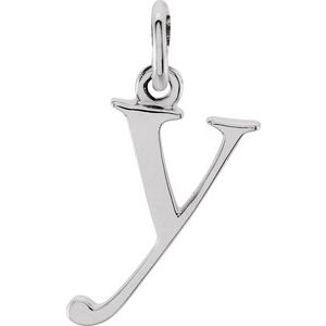 14K White Lowercase Initial Y Pendant Siddiqui Jewelers