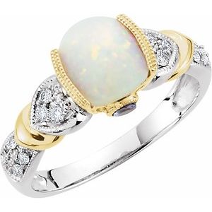 14K White & Yellow Opal, Tanzanite & 1/6 CTW Diamond Ring - Siddiqui Jewelers
