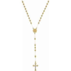 14K Yellow & White Bead Rosary - Siddiqui Jewelers