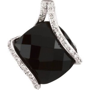 14K White Onyx & 1/10 CTW Diamond Freeform Pendant - Siddiqui Jewelers