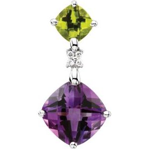 Multi-Gemstone & Diamond Pendant - Siddiqui Jewelers