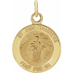14K Yellow 12 mm Round St. Jude Thaddeus Medal - Siddiqui Jewelers