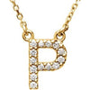 14K Yellow 1/6 CTW Natural Diamond Initial P 16" Necklace Siddiqui Jewelers