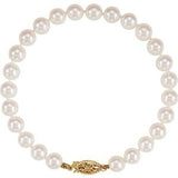 14K Yellow 6-6.5 mm Akoya Cultured Pearl 7" Bracelet - Siddiqui Jewelers