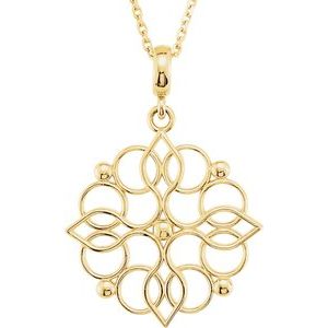 14K Yellow 27x18.75 mm Floral-Inspired 18" Necklace - Siddiqui Jewelers