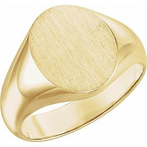 10K Yellow 12x10 mm Oval Signet Ring - Siddiqui Jewelers