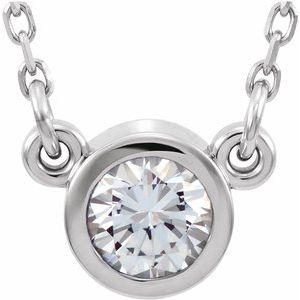 Sterling Silver 4 mm Stuller Lab-Grown Moissanite Solitaire 18" Necklace-Siddiqui Jewelers
