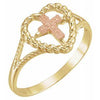 14K Yellow/Rose Heart Rope Ring with Cross - Siddiqui Jewelers