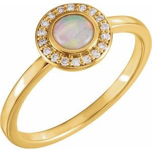 14K Yellow Opal & .07 CTW Diamond Halo-Style Ring - Siddiqui Jewelers