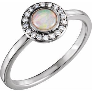 14K White Opal & .07 CTW Diamond Halo-Style Ring - Siddiqui Jewelers