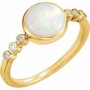 14K Yellow Opal & 1/10 CTW Diamond Ring - Siddiqui Jewelers