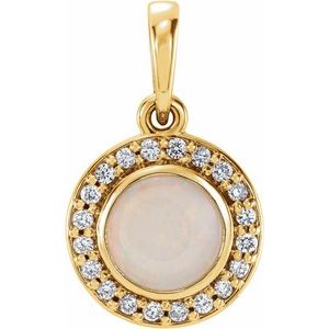 14K Yellow Opal & .08 CTW Diamond Pendant - Siddiqui Jewelers