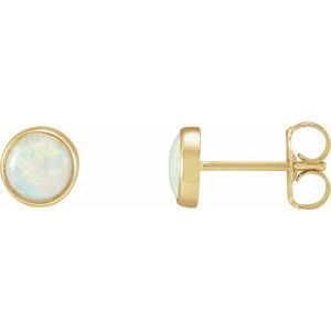 14K Yellow Bezel-Set Opal Earrings - Siddiqui Jewelers