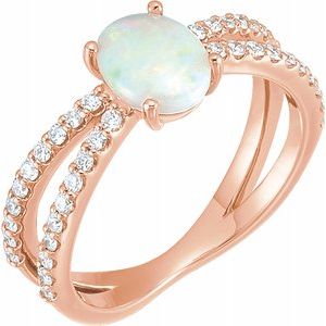 14K Rose Opal & 1/3 CTW Diamond Ring - Siddiqui Jewelers