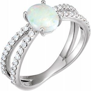 14K White Opal & 1/3 CTW Diamond Ring - Siddiqui Jewelers
