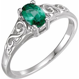 Sterling Silver May Youth Imitation Birthstone Ring - Siddiqui Jewelers