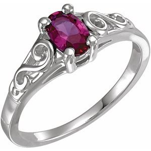 Sterling Silver July Youth Imitation Birthstone Ring - Siddiqui Jewelers