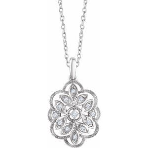 14K White 1/6 CTW Diamond 16-18" Necklace - Siddiqui Jewelers