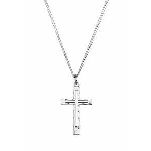 Sterling Silver 25x16 mm Cross 18" Necklace-Siddiqui Jewelers