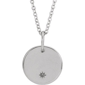 14K White Round Starburst 16-18" Necklace - Siddiqui Jewelers