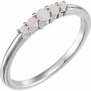 14K White Opal Graduated Five-Stone Ring - Siddiqui Jewelers