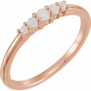 14K Rose Opal Graduated Five-Stone Ring - Siddiqui Jewelers