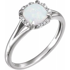 14K White Created Opal & .05 CTW Diamond Ring - Siddiqui Jewelers