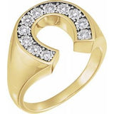14K Yellow & White 1/4 CTW Diamond Men's Horseshoe Ring - Siddiqui Jewelers