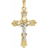 14K Yellow & White 26.5x19 mm Crucifix Pendant - Siddiqui Jewelers