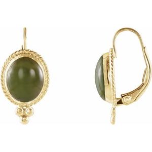 14K Yellow Nephrite Jade Cabochon Earrings - Siddiqui Jewelers