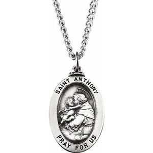 Sterling Silver 25x17.75 mm St. Anthony of Padua Medal Necklace - Siddiqui Jewelers