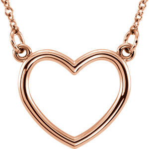 14K Rose 15.75x17 mm Heart 16" Necklace - Siddiqui Jewelers