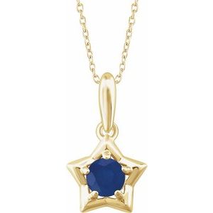14K Yellow 3 mm Round September Youth Star Birthstone 15" Necklace - Siddiqui Jewelers