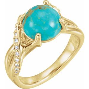 14K Yellow Turquoise & 1/6 CTW Diamond Ring - Siddiqui Jewelers