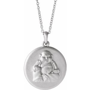 14K White Buddha 16-18" Necklace - Siddiqui Jewelers