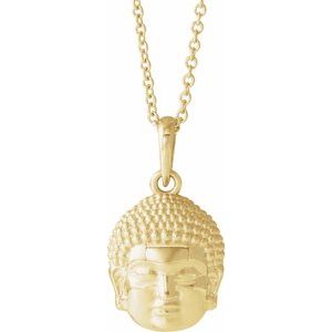 14K Yellow 14.7x10.5 mm Meditation Buddha 16-18" Necklace - Siddiqui Jewelers