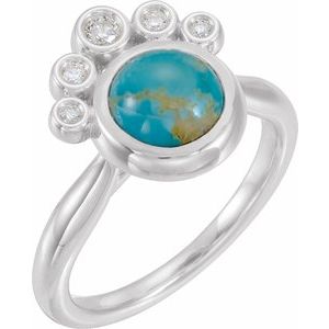 14K White Kingman Turquoise & 1/8 CTW Diamond Ring - Siddiqui Jewelers